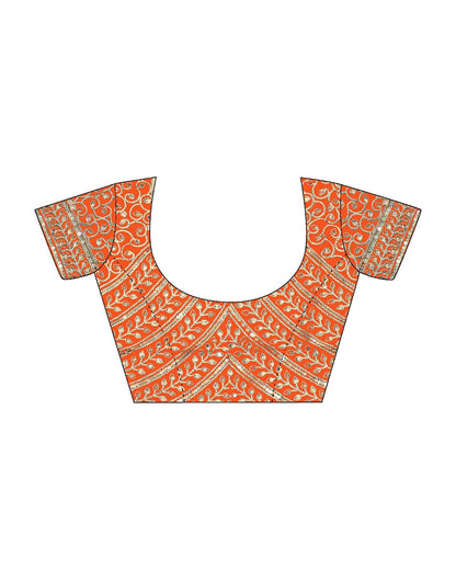 Orange Tissue Silk Sequence Embroidery Saree