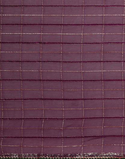 Dark Purple Georgette Woven Zari Stripe Saree