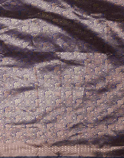 Navy Blue Silk Woven Banarasi Saree