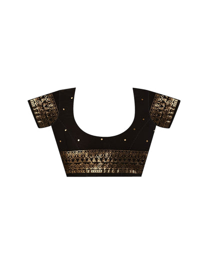 Black Georgette Foil Printed Saree