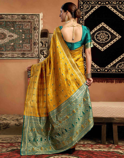 Shweta Tiwari Amber Yellow Banarasi Silk Saree