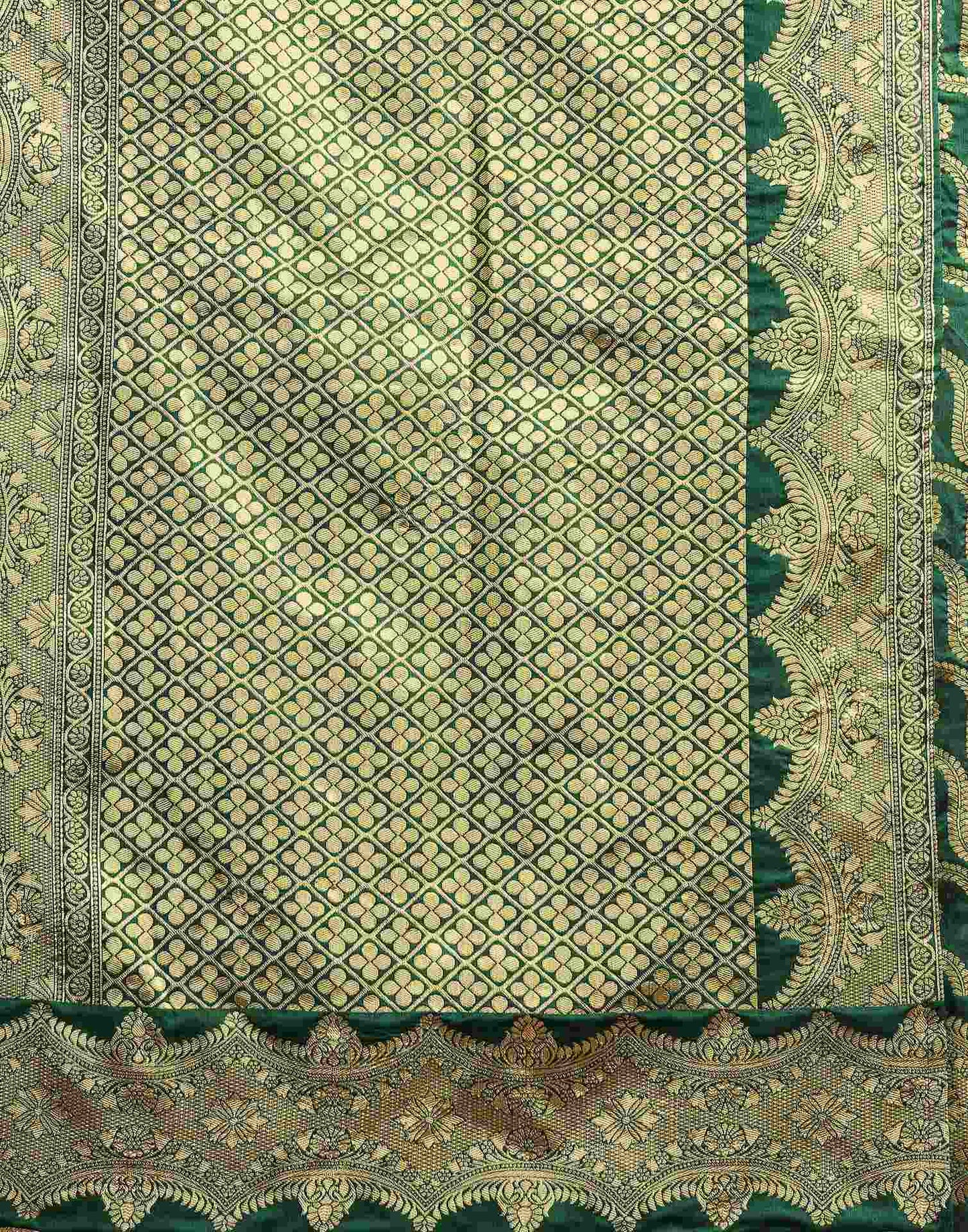 Dark Green Silk Woven Banarasi Saree