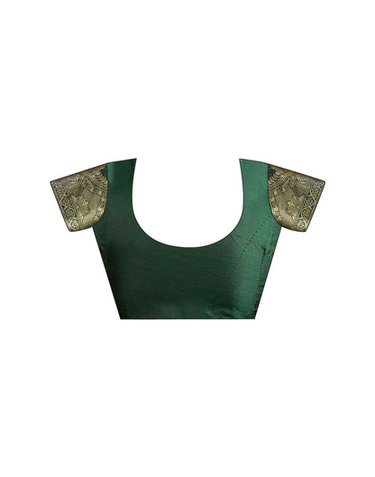 Dark Green Silk Woven Banarasi Saree