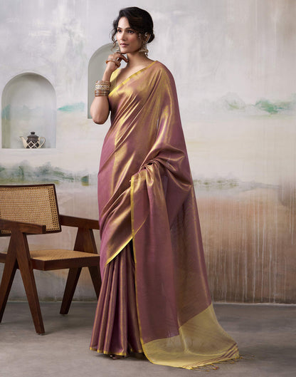 Magenta Tissue Silk Woven Plain Saree