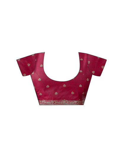Maroon Silk Woven Banarasi Saree