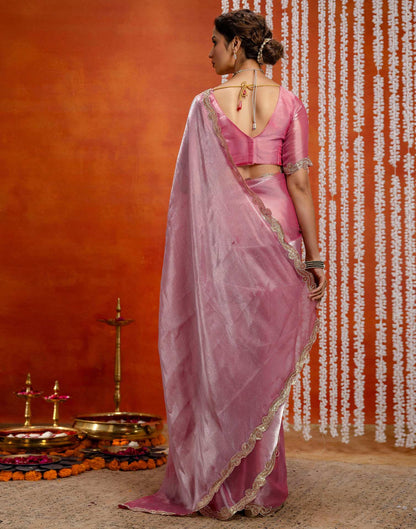 Baby Pink Shimmer Lace Saree