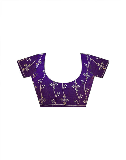 Purple Shimmer Chiffon Sequence Embroidery saree