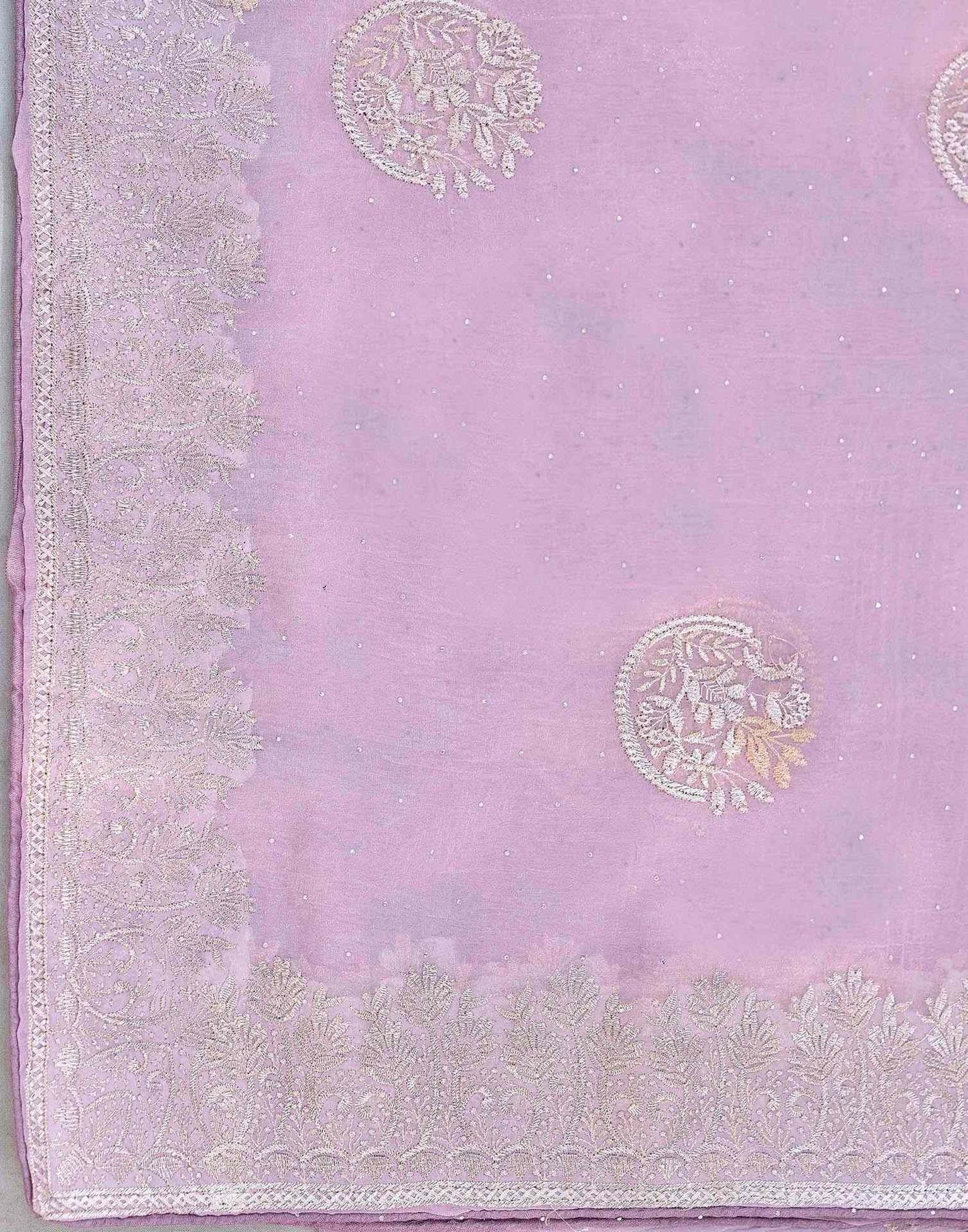 Lavender Shimmer Embroidery Embellished Saree