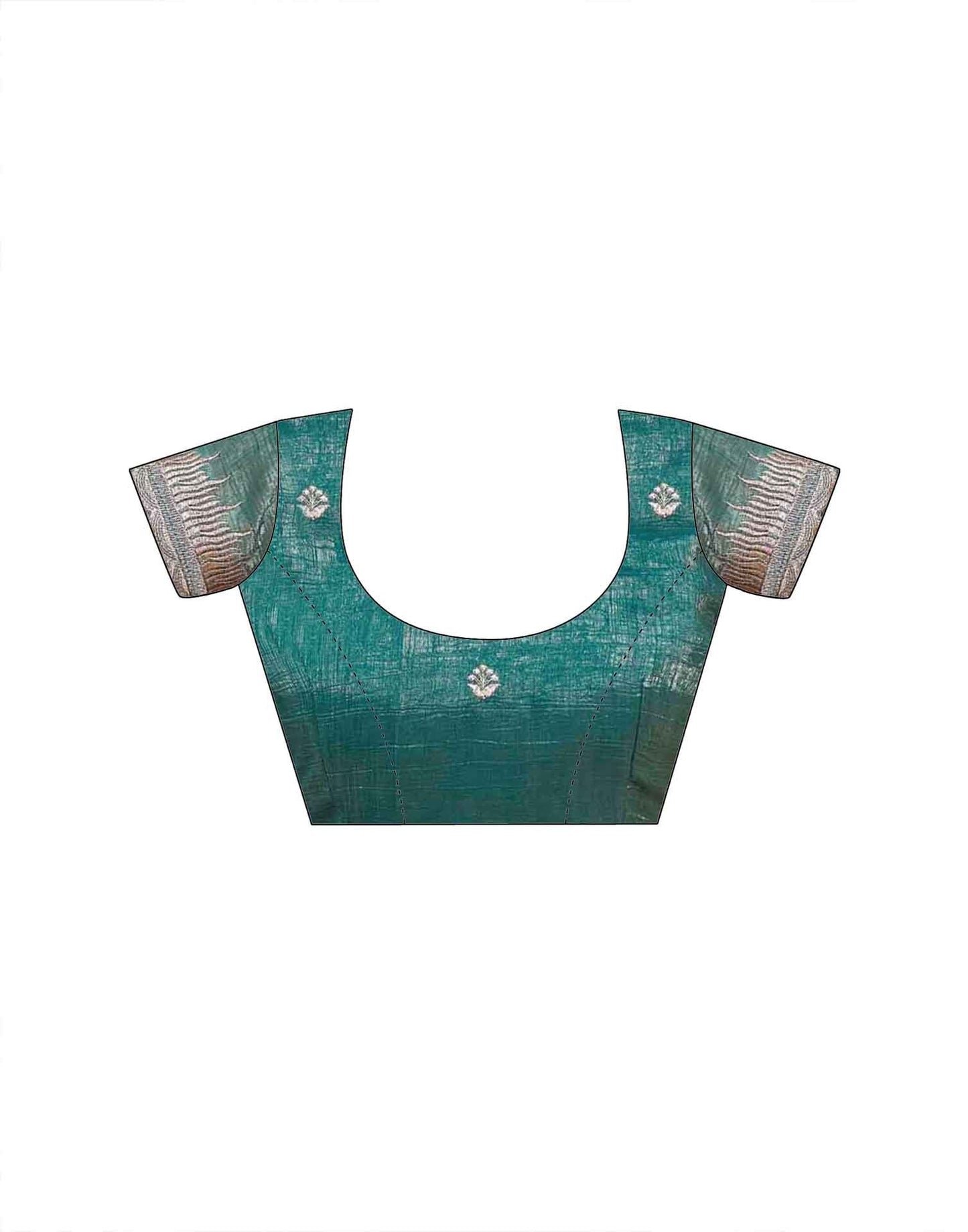 Dusty Rama Green Shimmer Embroidery Embellished Saree