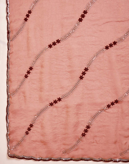 Peach Shimmer Tissue Sequence Embroidery saree