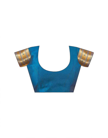 Teal Blue Silk Woven Paithani Saree