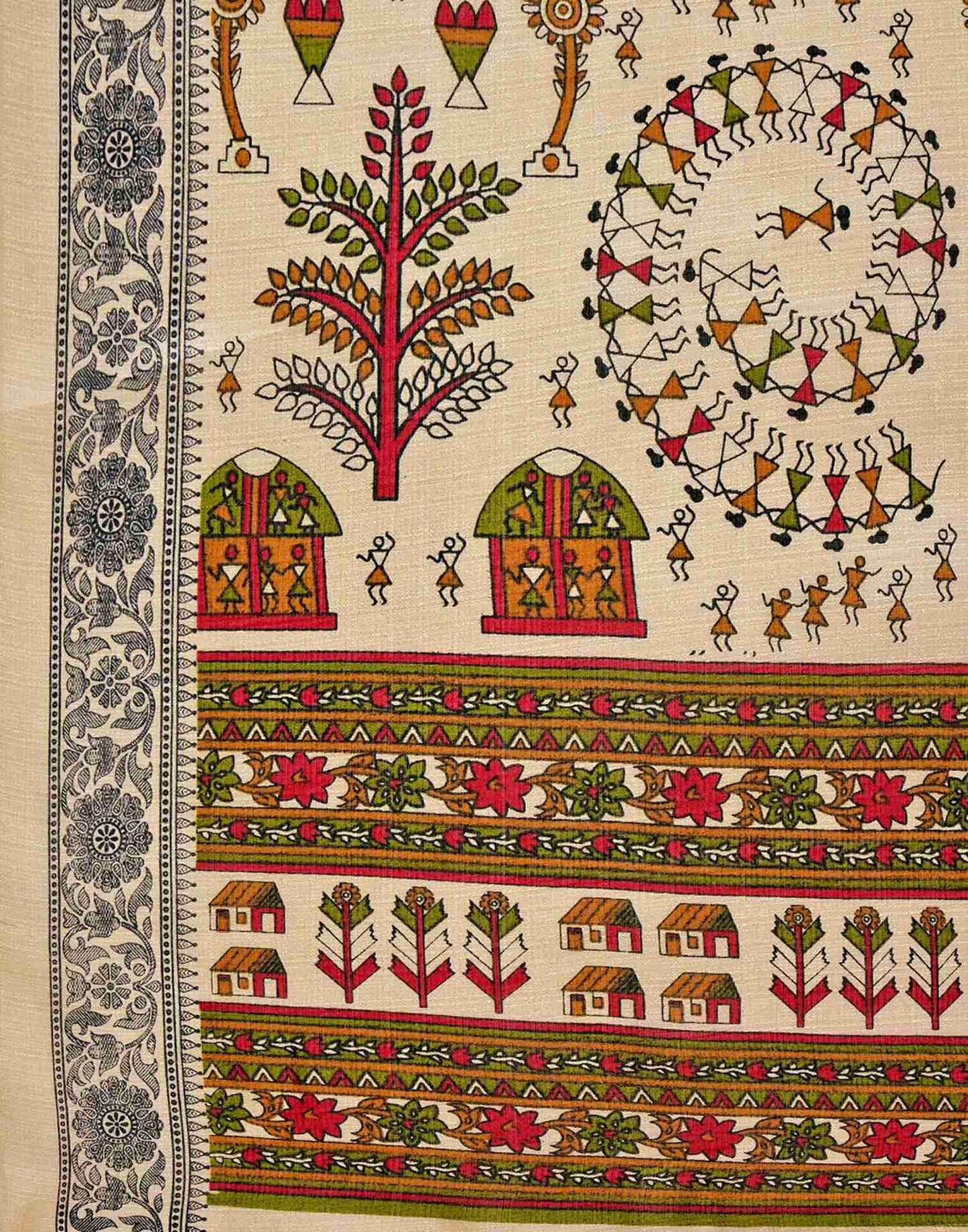 Beige Khadi Printed Saree