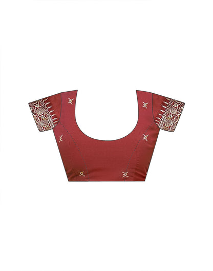 Rust Shimmer Embroidery Saree
