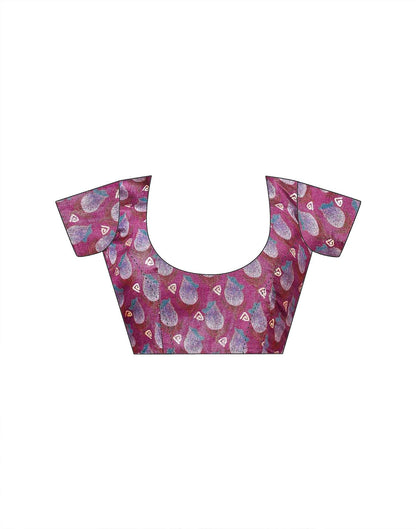 Ready To Wear Dark Magenta Silk Foil Printed Saree