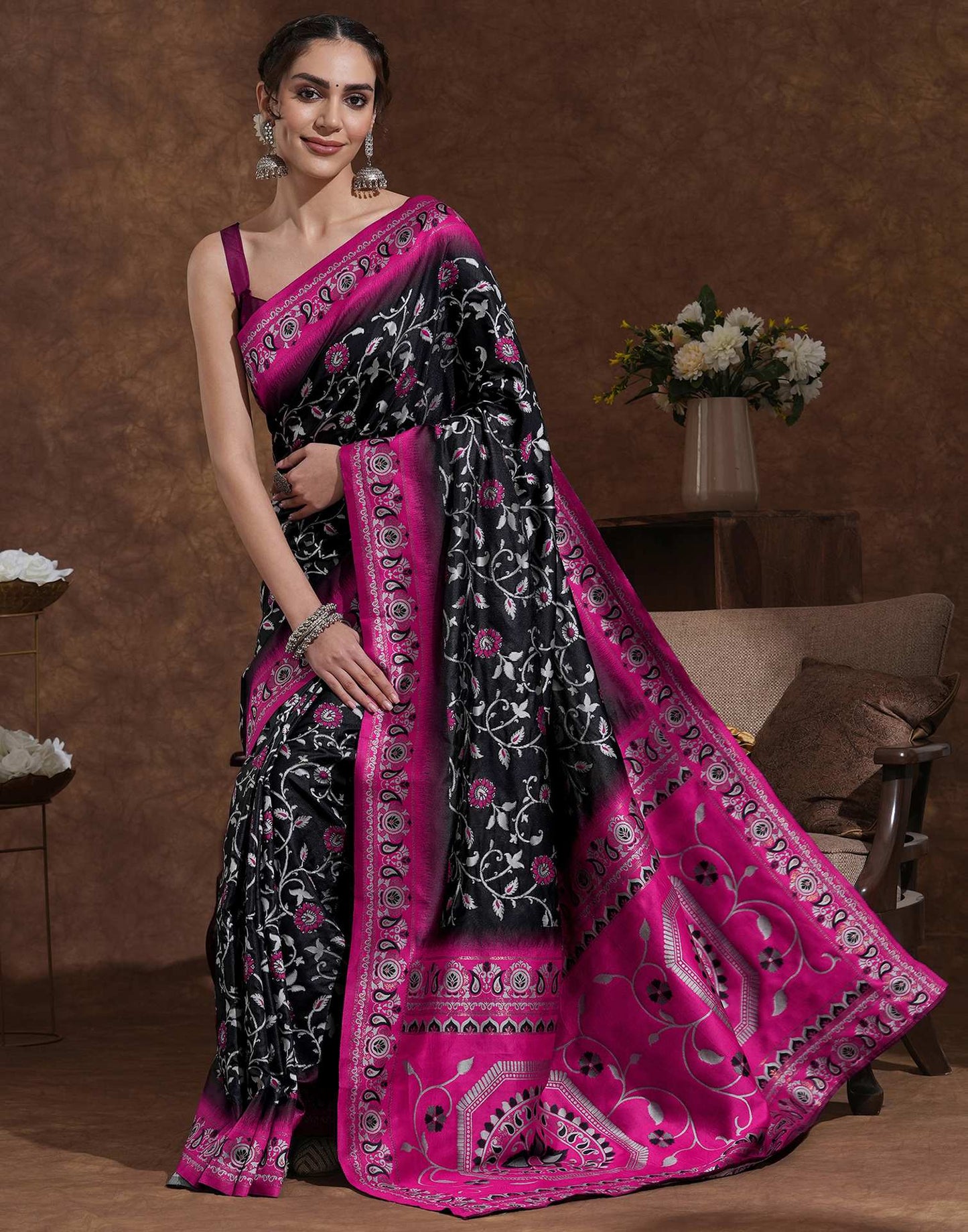 Black Silk Woven Banarasi Saree