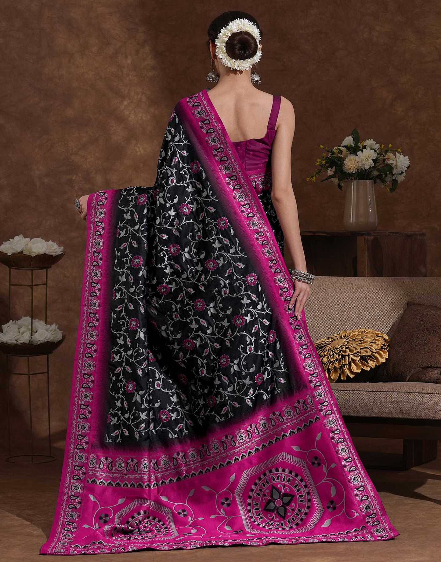 Black Silk Woven Banarasi Saree