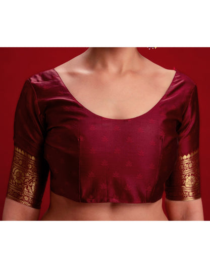 Maroon Silk Woven Banarasi Saree