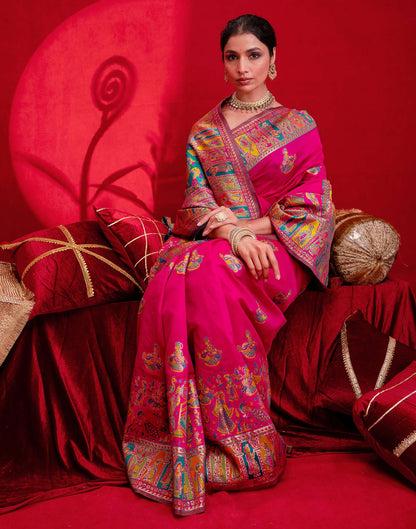 Rani Pink Silk Woven Paithani Saree