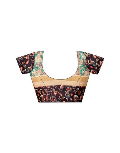 Multicoloured Silk Kalamkari Printed Saree