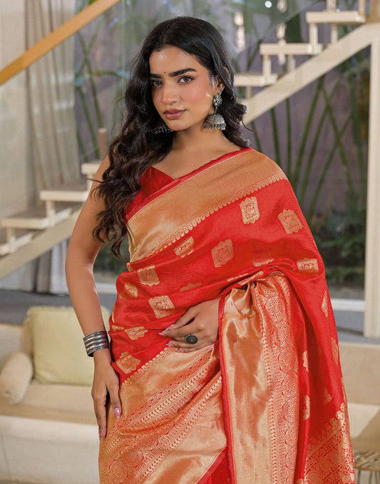 Red Silk Woven Banarasi Saree