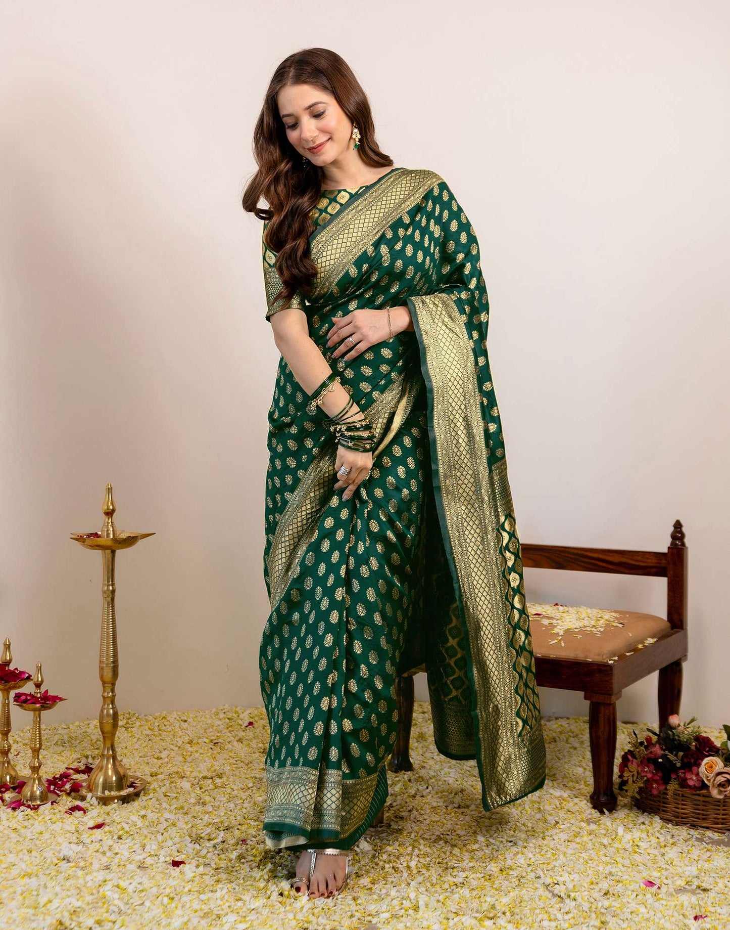 Green Silk Woven Banarasi Saree