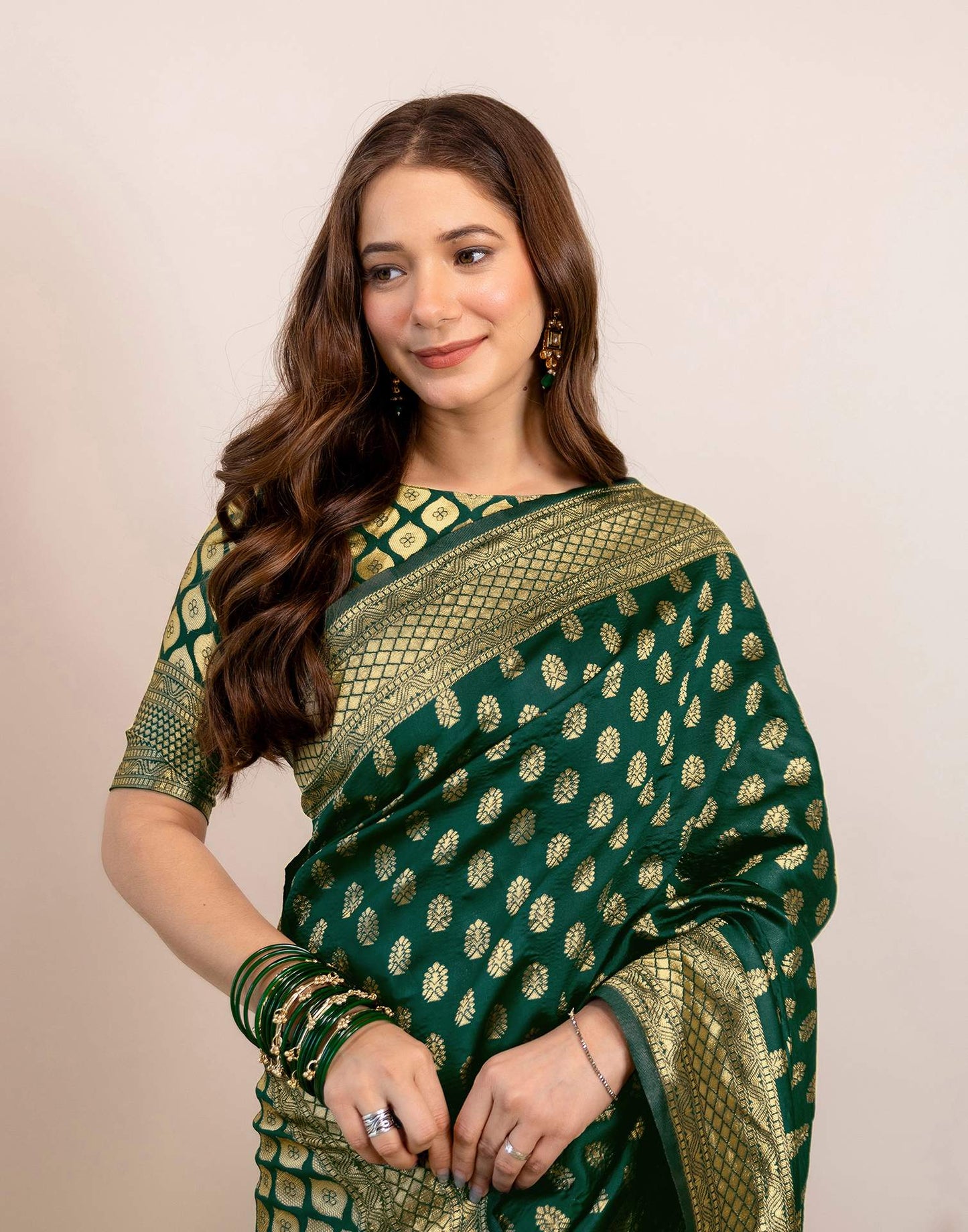 Green Silk Woven Banarasi Saree