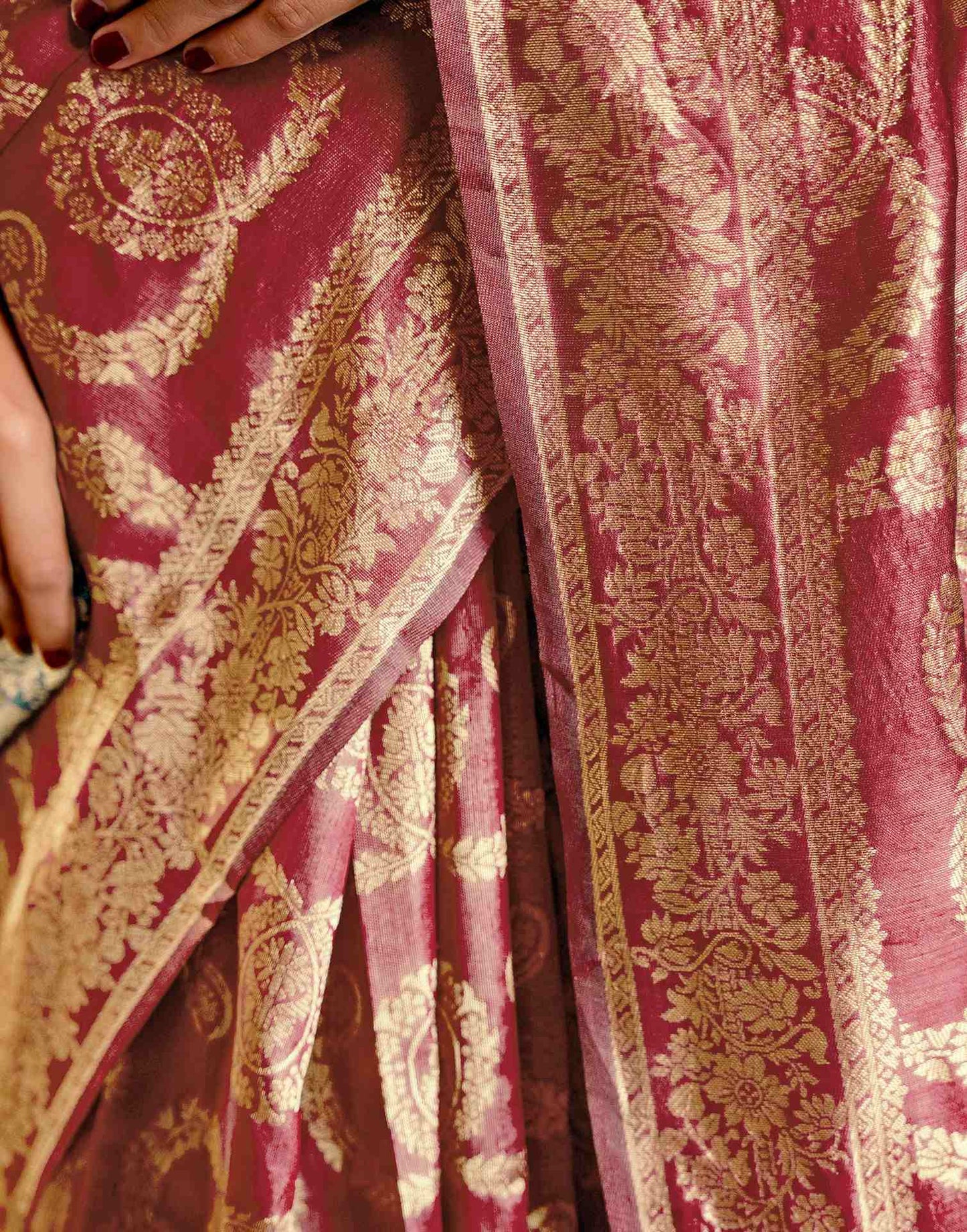 Magenta Silk Woven Banarasi Saree