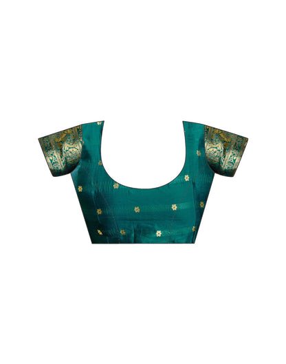 Teal Green Silk Woven Banarasi Saree