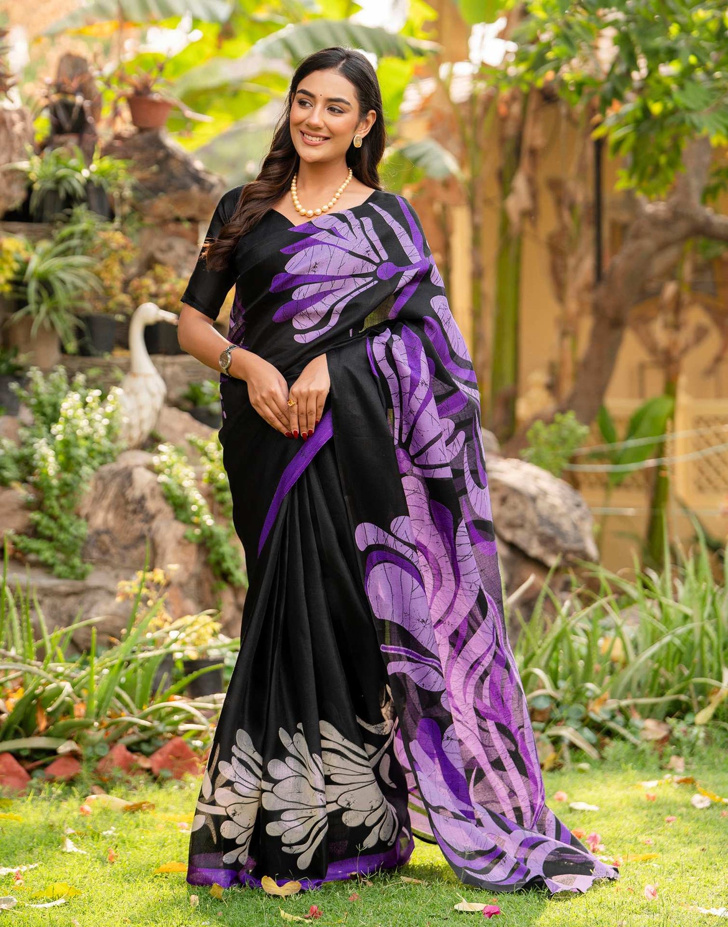 Black Khadi Printed Saree