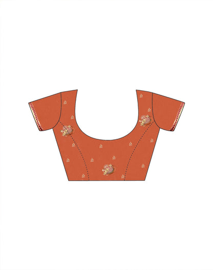 Orange Crush Tissue Stone Work Embroidery Saree