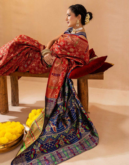 Maroon Silk Woven Patola Saree
