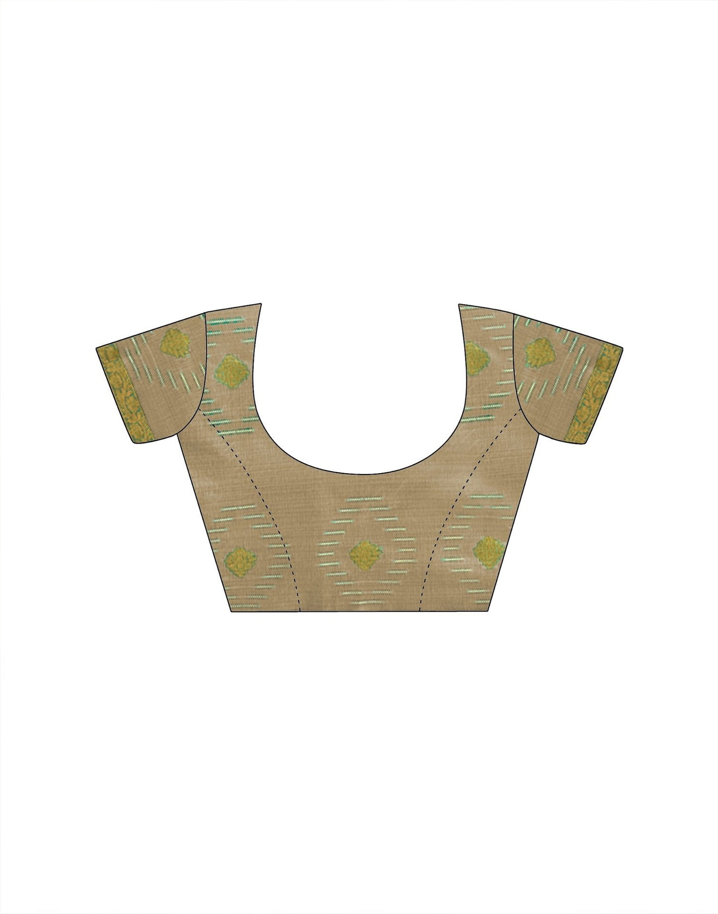 Beige Cotton Chanderi Woven Saree