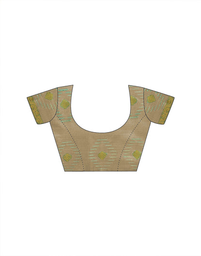 Beige Cotton Chanderi Woven Saree