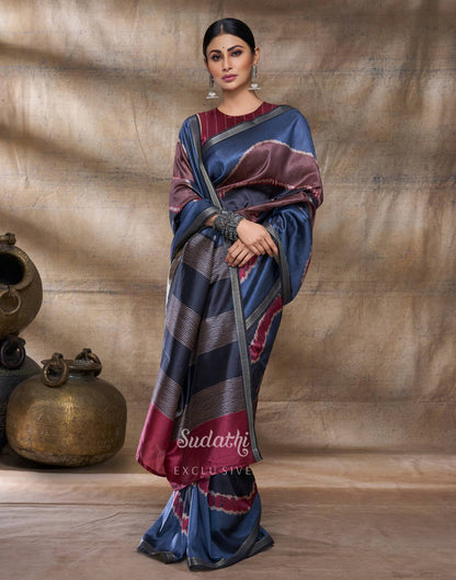 Mouni Roy Rusty Grey Terracotta Silk Saree